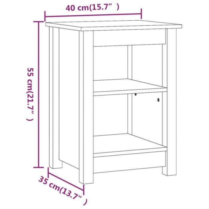VidaXL Bedside Tables 2 Pcs Grey 40x35x55 Cm Solid Pine Wood 820961