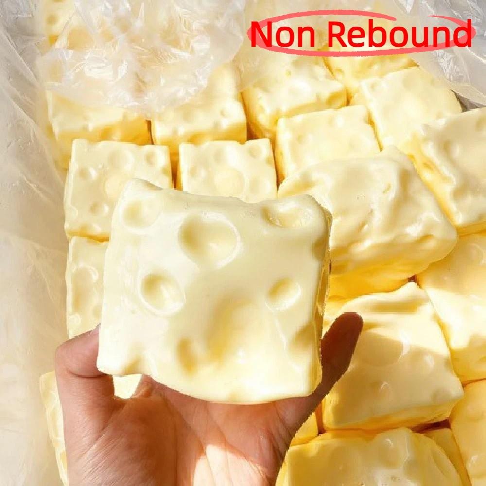 Super Soft Cheese Squeezed Cube 6/7cm Cheese Stress Ball Giant Cheese Squeeze Toy  Stress Relief