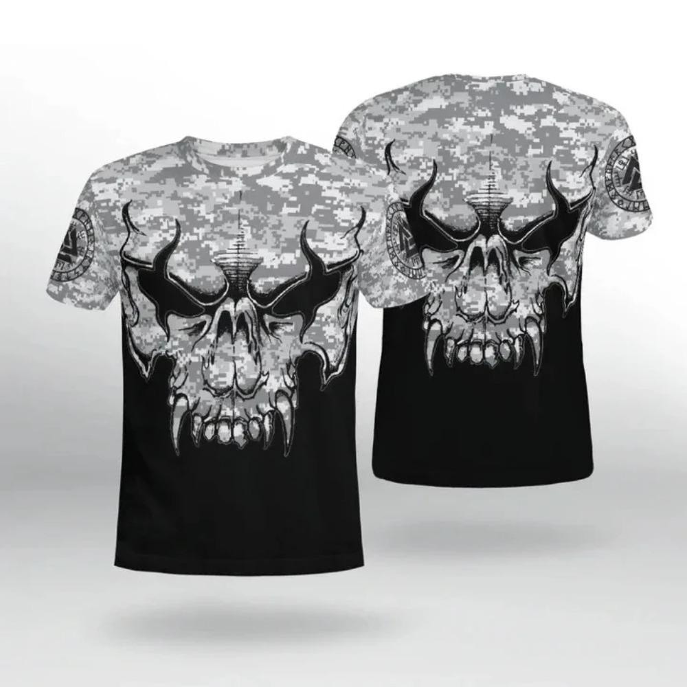 Viking Myth Totem 3D Printed Men's T-shirt Summer Casual Loose Short Sleeve Plus Size Men and Women's Tees Tops Outdoor Streetwear