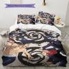 J-Jujutsu K-Kaisens Pattern Bedding Quilt Set Quilt Cover Pillowcase Home Decoration Gift (1 * Duvet Cover + 2 * Pillowcase, Without Core)