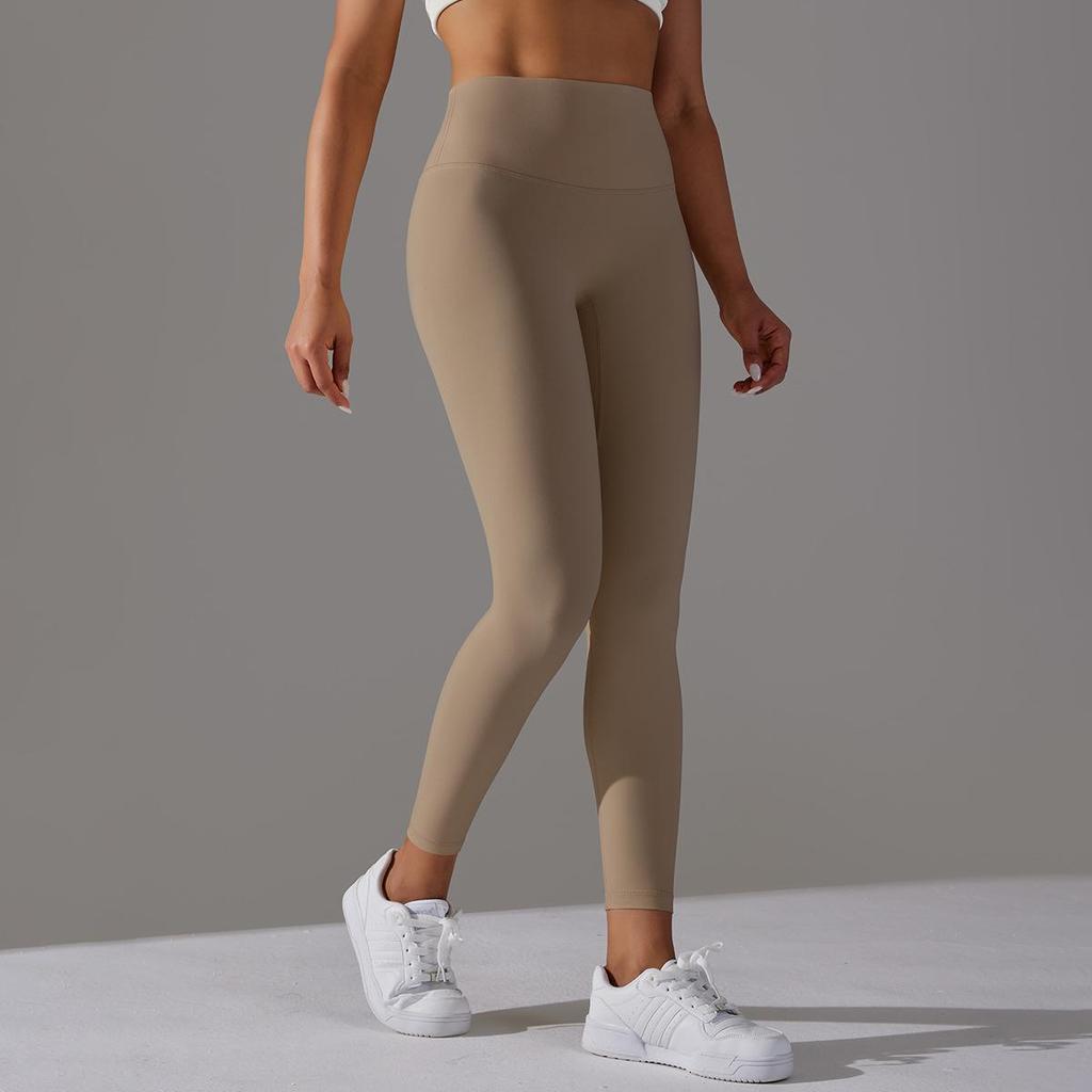 Nude Skin-friendly Yoga Pants Women Without Awkward Line High-waisted Bottoms To Lift The Buttocks Elastic Fitness and Sports Nine-minute Pants