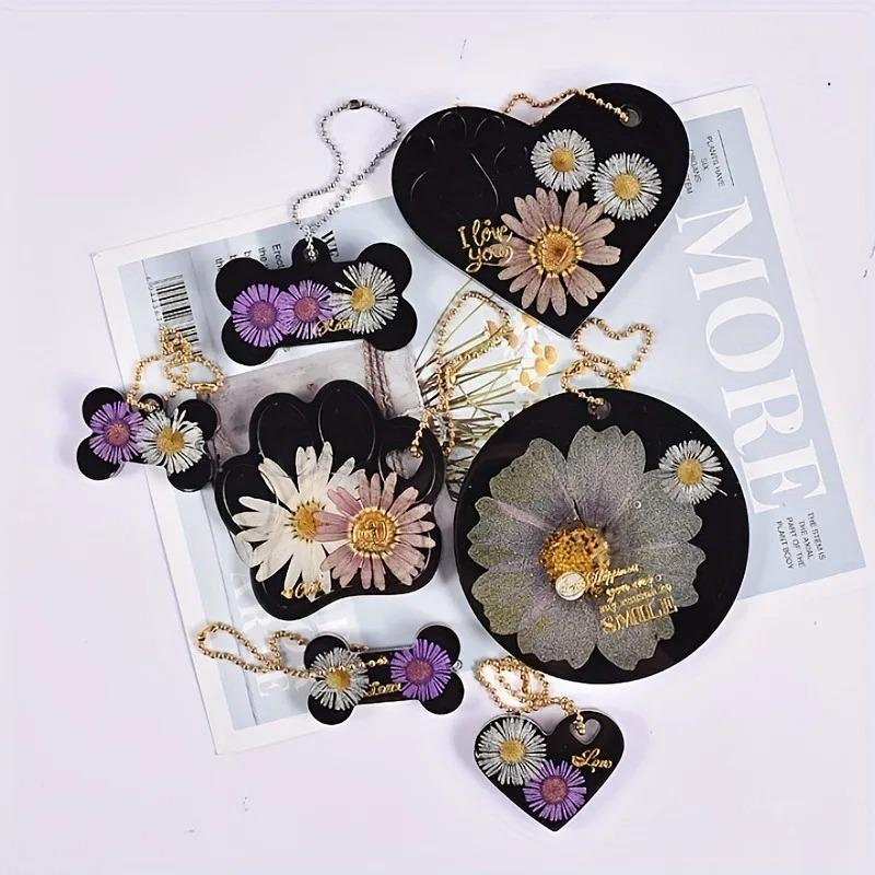 DIY Epoxy Resin Dog Tag Silicone Mold Resin Keychain Moulds Dog Bone Tag Silicone Moulds Round Tag Epoxy Moulds Love Heart Mould