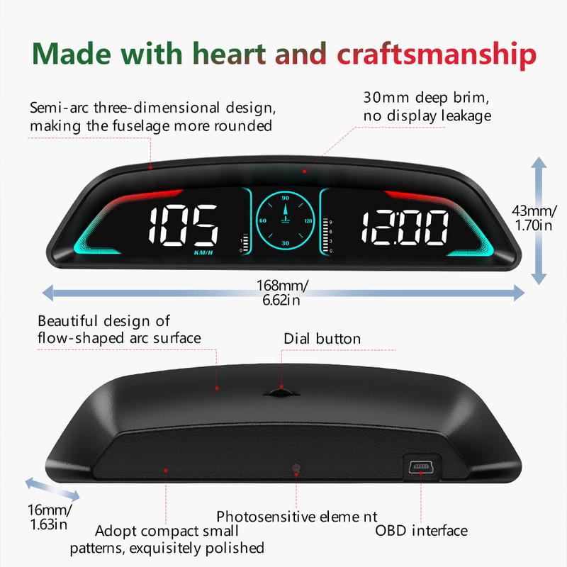 Smart Digital Meter HUD B3 Obd2 Display Multifunction Speedometer Tachometer RPM Water Temp Volt Fuel Consumption Security Alarm