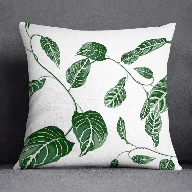 

Tropical green plant leaf print pattern home office bedroom sofa car decoration throw pillow pillowcase _ ,(8) 66x66cm