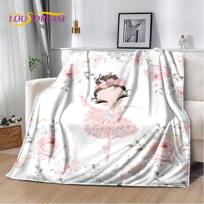 Süße Ballett-Mädchen-Ballerina-Cartoon-weiche Plüschdecke, Flanelldecke, Überwurfdecke für Wohnzimmer, Schlafzimmer, Bett, Sofa, Picknick, Kinder