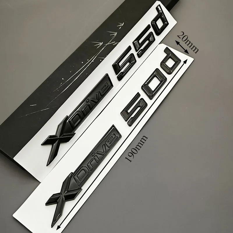 Für BMW X5 X7 XDrive 50d 55d Heck Außen Zubehör Logo XDrive 50d 55d Plakette ABS Chrom Schwarz Heckklappe Emblem Aufkleber