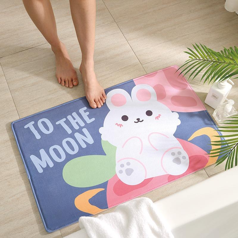 Rabbit Welcome Mat for Front Door Outdoor Entry Print Doormat Non Slip Kitchen Bedroom Footpad Home Indoor Decor Funny Kid Rug