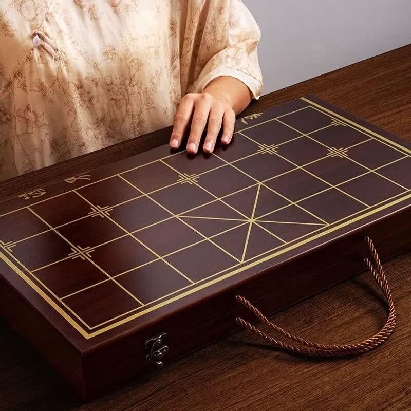Qiuqiao Carved Wood Chinese Chess Set