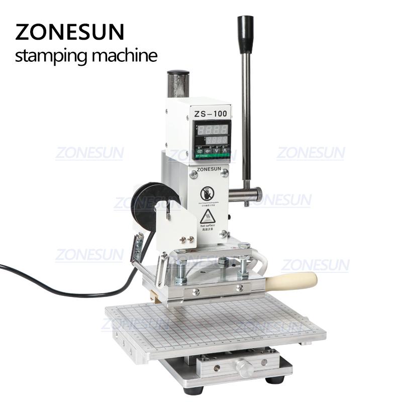 ZONESUN ZS-100C Digital Hot Foil Stamping Machine Leather Embossing Heat Pressing Machine For Wood PVC Paper Custom Logo Stamp