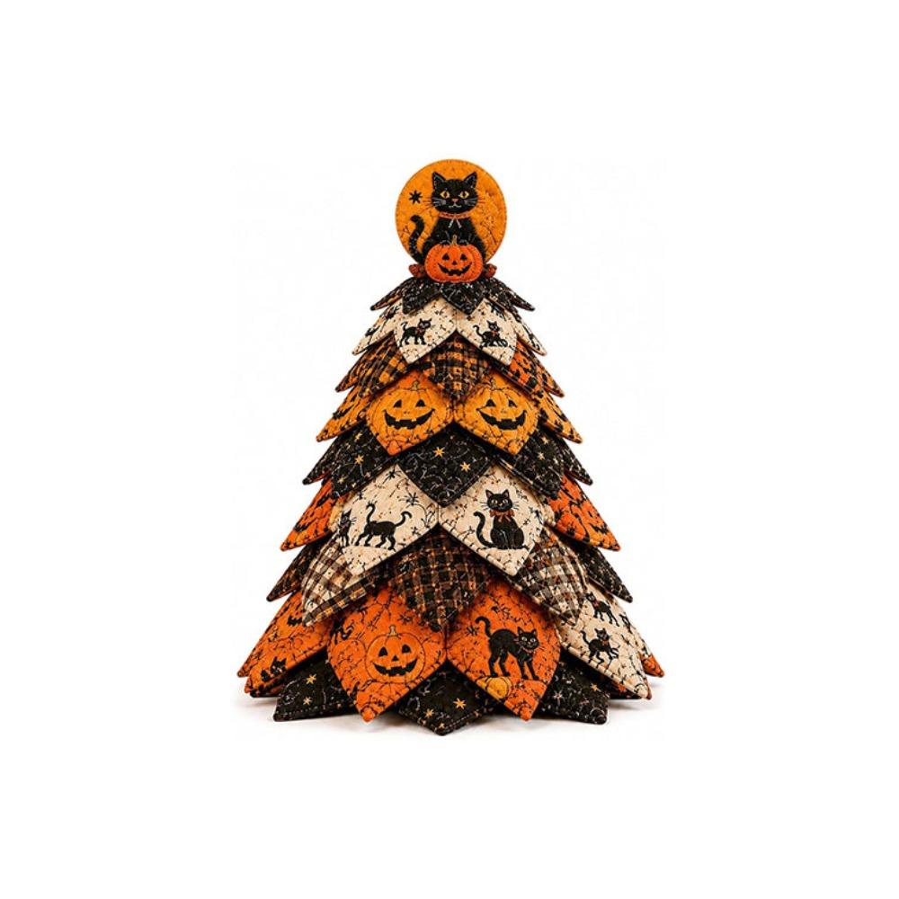 Pumpkin Ghost Quilted Christmas Tree Kit Black Cat Spider Hand Sewing Festival Tree Fall Harvest