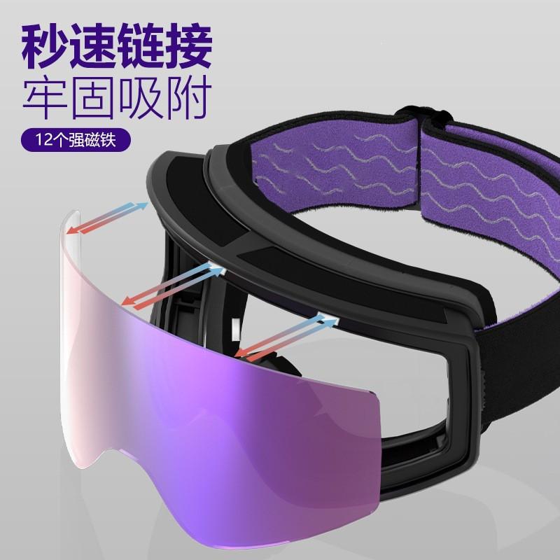 Double-layer Magnetic Cylindrical Ski Goggles Winter Anti-fog Impact-resistant Protective Skiing Equipment