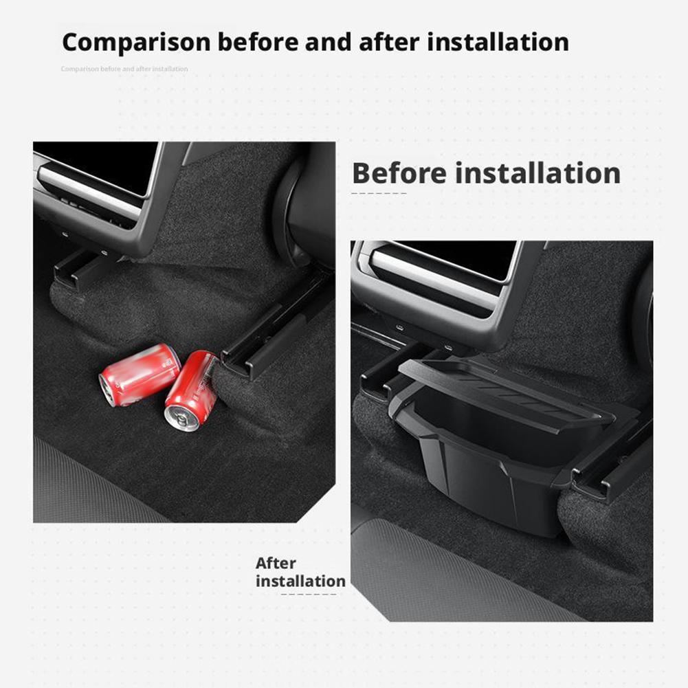Für Tesla Model Y Juniper / Launch 2025 Aufbewahrungsbox für Rücksitz TPE Aufbewahrungsschale unter den Sitzen Mülleimer Organizer Autozubehör