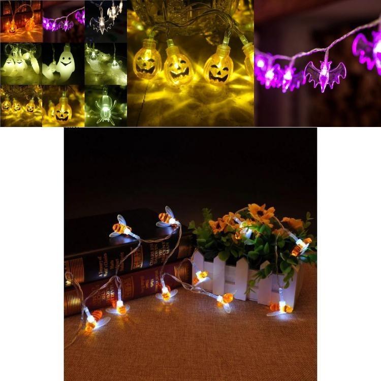 Enchanting Halloween Led String Lights Featuring Whimsical Pumpkins Spiders Skeletons For Festive Window Decor