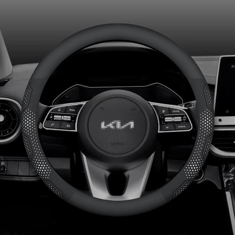 WLCT1 For Kia K5 Sportage Picanto Xceed Rio Cerato Soul Carens Seltos Carbon Fiber Suede Car Steering Wheel Cover Auto Accessories