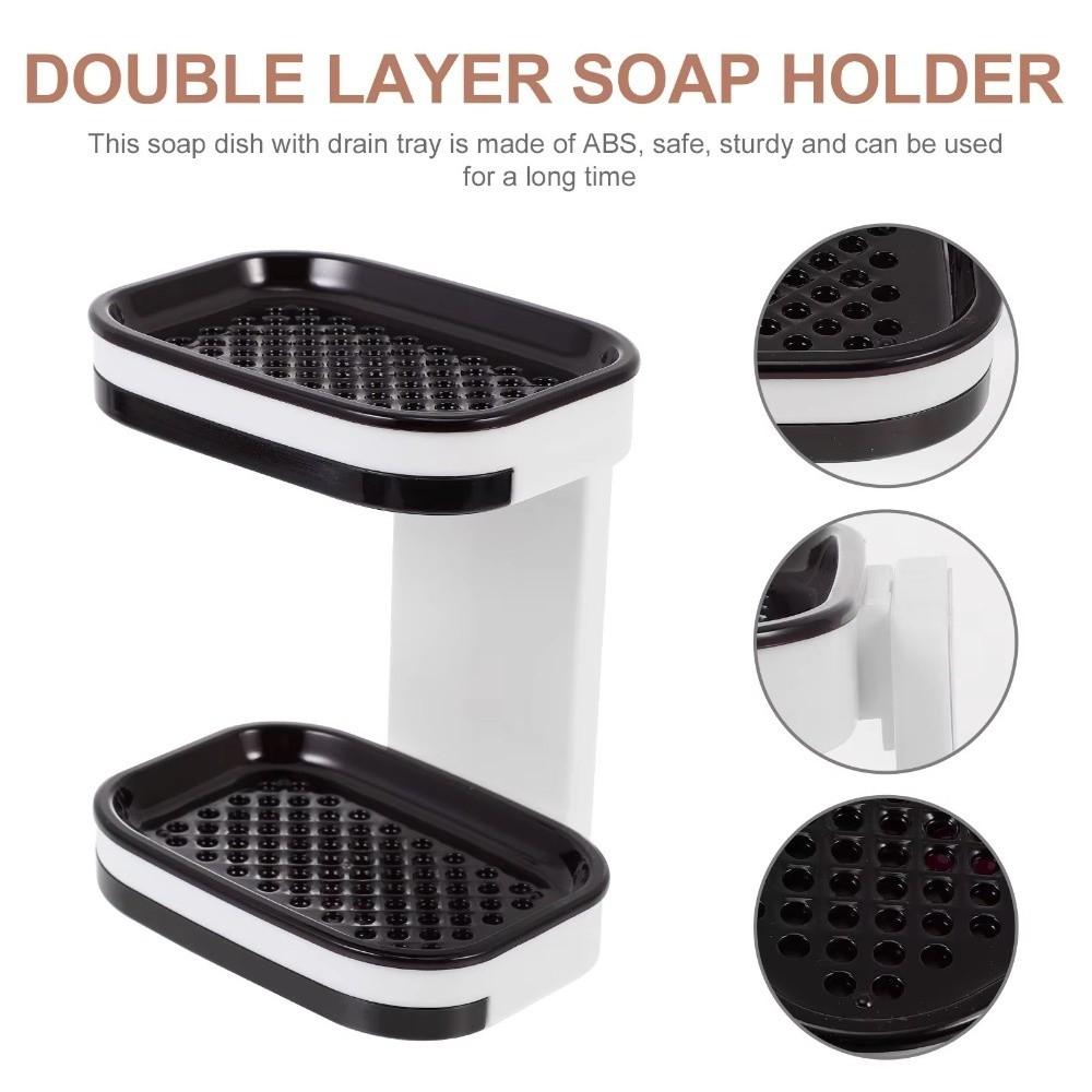 Self Adhesive Soap Storage Rack 1/2 Layer Soap Drain Box Wall-mounted Soap Dish  Kitchen