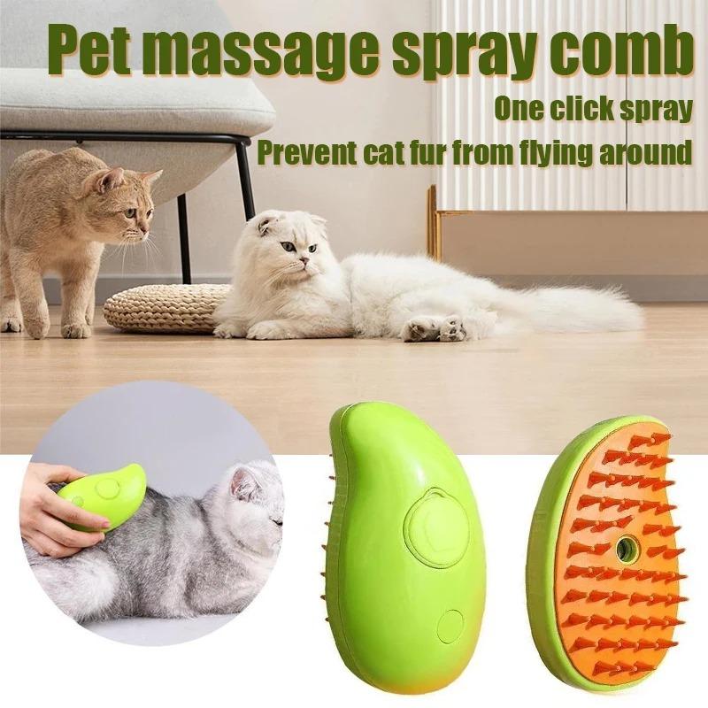 3PCS Cat and Dog Steam Brush Electric Spray Water Spray Kittens and Puppies Pet Comb Soft Silicone Depilation Cats Bath Hair Brush Grooming Supplies