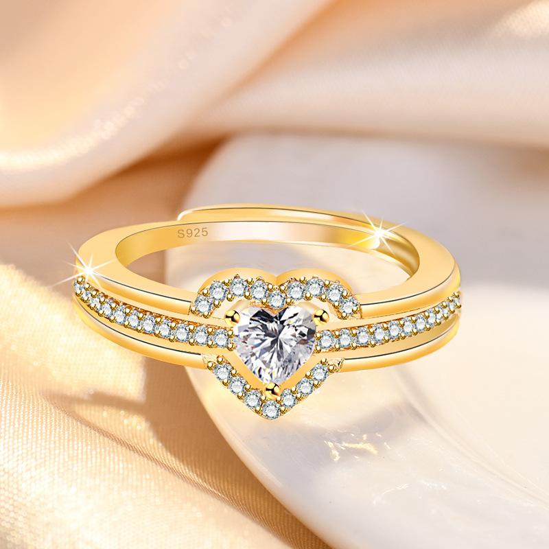 Hot 925 Sterling Silver Heart Ring Sparkle Zircon High Quality for Women Wedding Fine Jewelry Accessories Party Gift