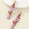 New Valentine's Day Earrings Female Personality Creative Pink Printed Heart Balloon Wooden Earrings