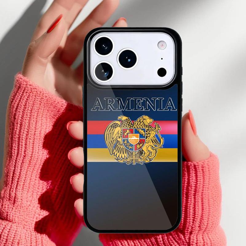 

Armenia Russia Flag coat of arms soft Phone Case for iPhone 17 16 15 14 13 Pro Max Back Cover for 12 11 Pro Coque iPhone 16e