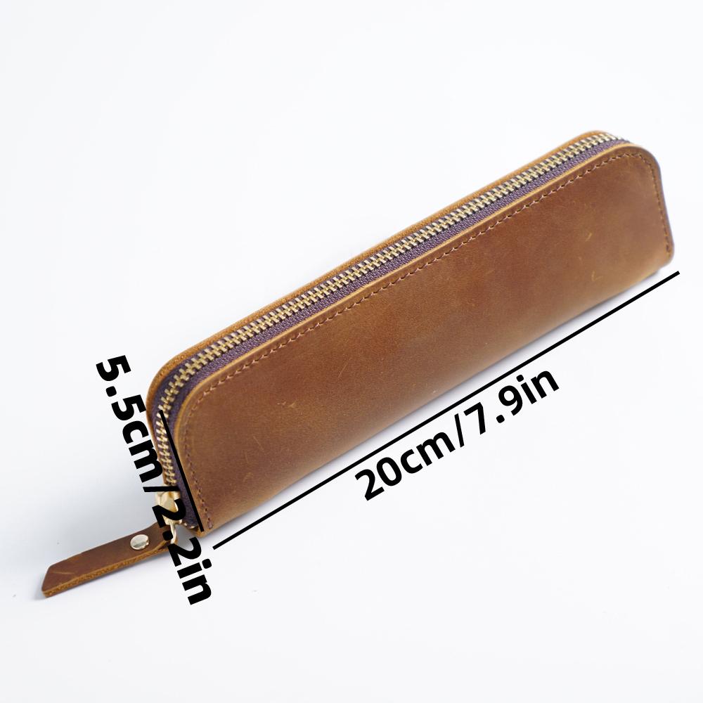 Husă pentru stilou din piele naturală Geantă pentru stilou minimalistă, natură, piele de vacă, papetărie, rechizite de birou, cadou