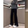 Black Burrs Jeans Men's Spring Ripped Design Pants American High Street Vibe Slim Straight Pants