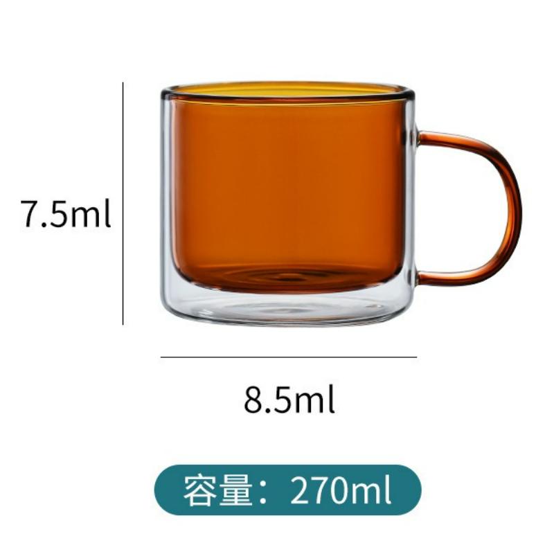270ml Double Layer Transparent Glass Cup Creative Heat-Resistant Glasses Juice Milk Coffee Mug with Handle Home Drinkware New