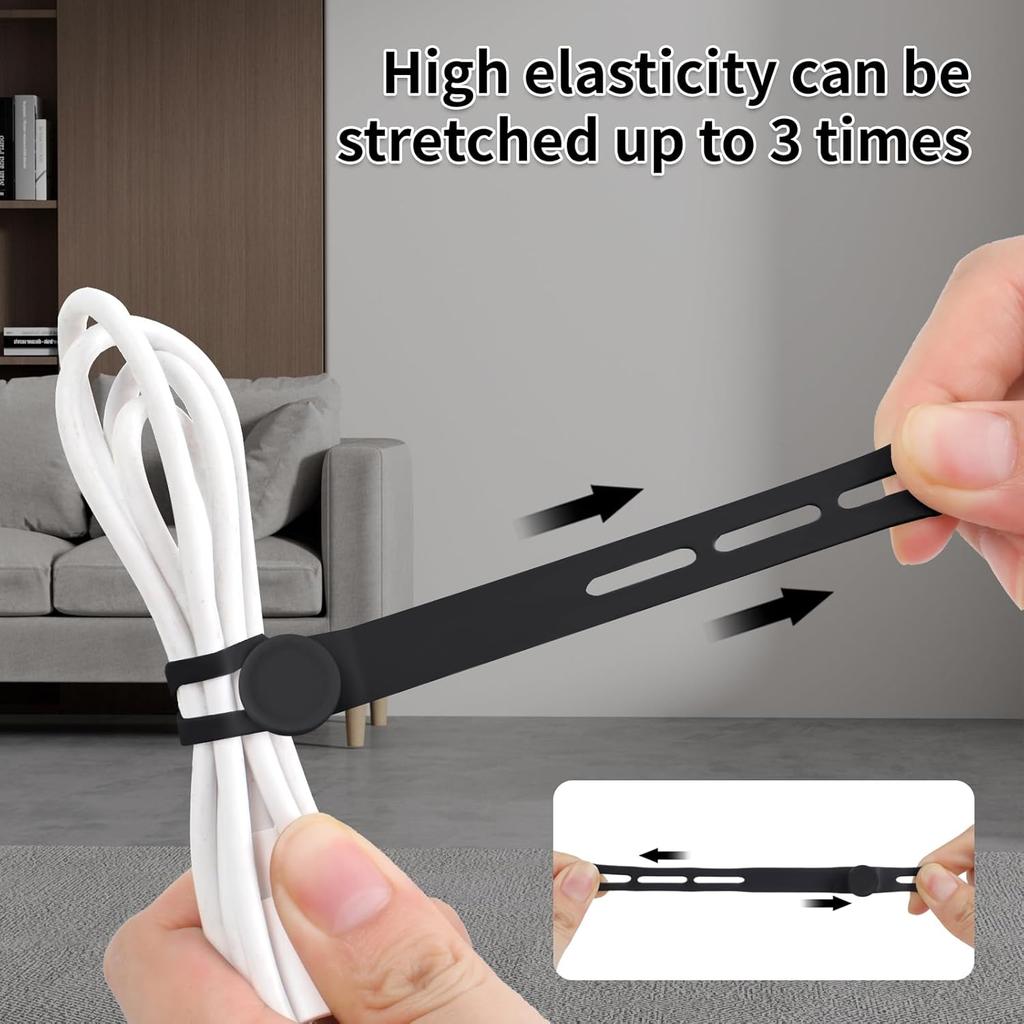 Cable Organiser Reusable Silicone Cable Ties Desk Winder Wire Management Clips for Earphone USB Cord Mouse Home Office Travel