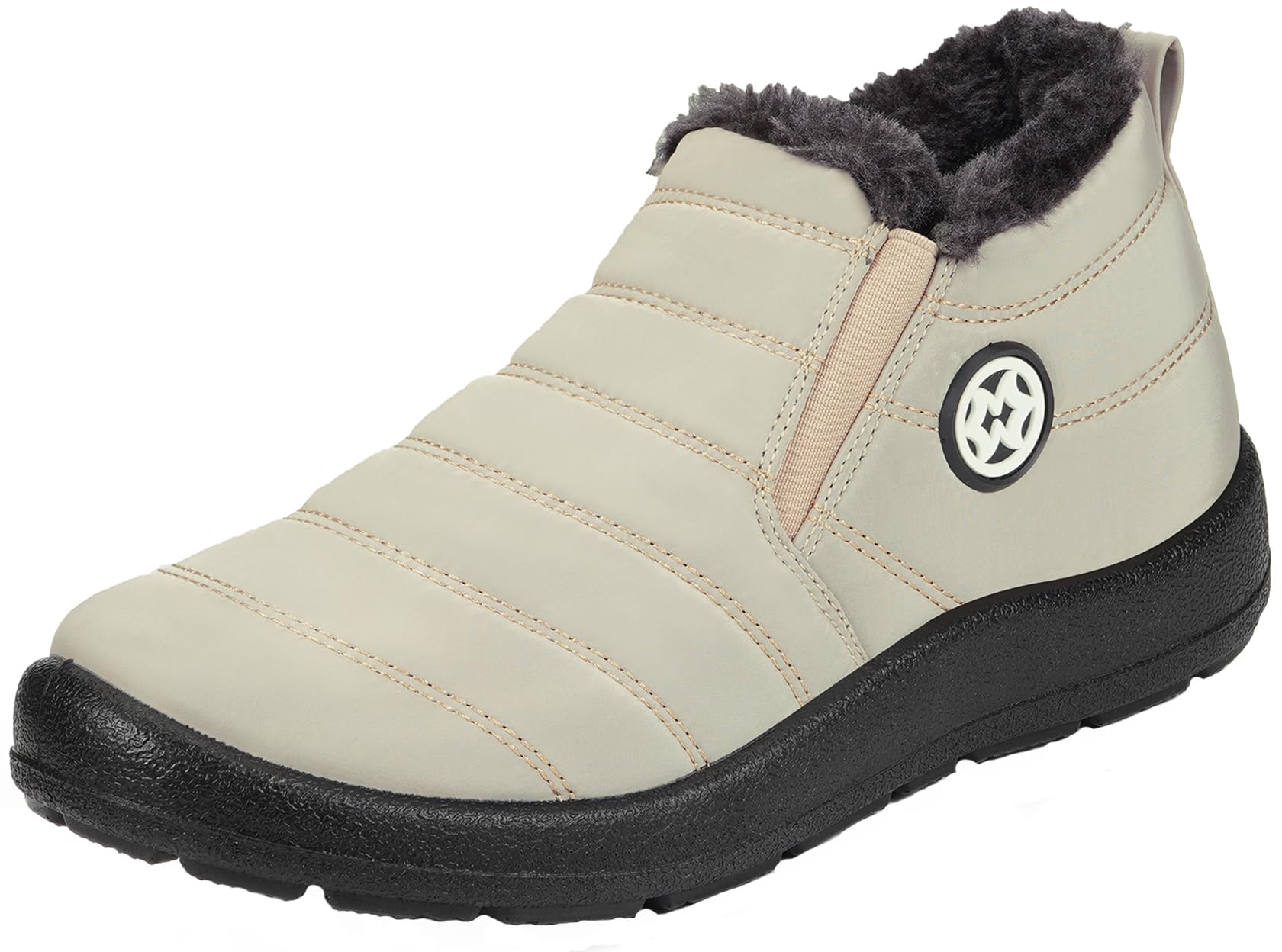 

ZUSERIS и Snow Warm Fleece Теплые для Хлопковых Ботинок Мужские Женские Ботинки, Короткие, Водонепроницаемые, Нескользящие, Легкие, Подкладка, Зима, Повседневные, бежевый