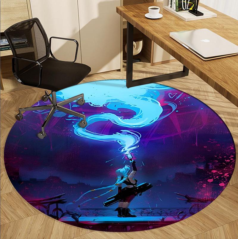Jinx Pattern Round Rug, Indoor/Outdoor Mat, for Picnic, Gameroom, Bedroom, Office, Living Room, Home Decor Carpet, Birthday Gift