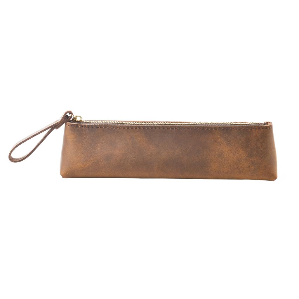 Crazy Horse Leder Stiftehalter Stifteorganizer Schreibtischbox mit Reißverschluss Höchste Qualität Mode Langlebig Benutzerdefiniertes Logo