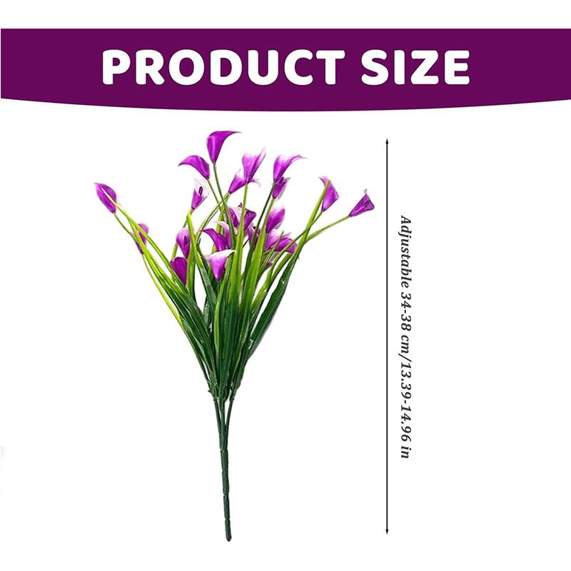 1 Bundles Calla Lily Artificial Flowers for Outdoors Fake Plants Faux Plastic Fake Flower for Indoor Planter Home Cemetery Decor