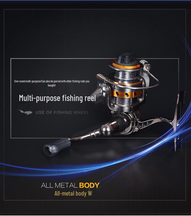 Mini Stainless Steel Fishing Reel – All-Metal Design for Raft, Ice, and Surf Fishing.