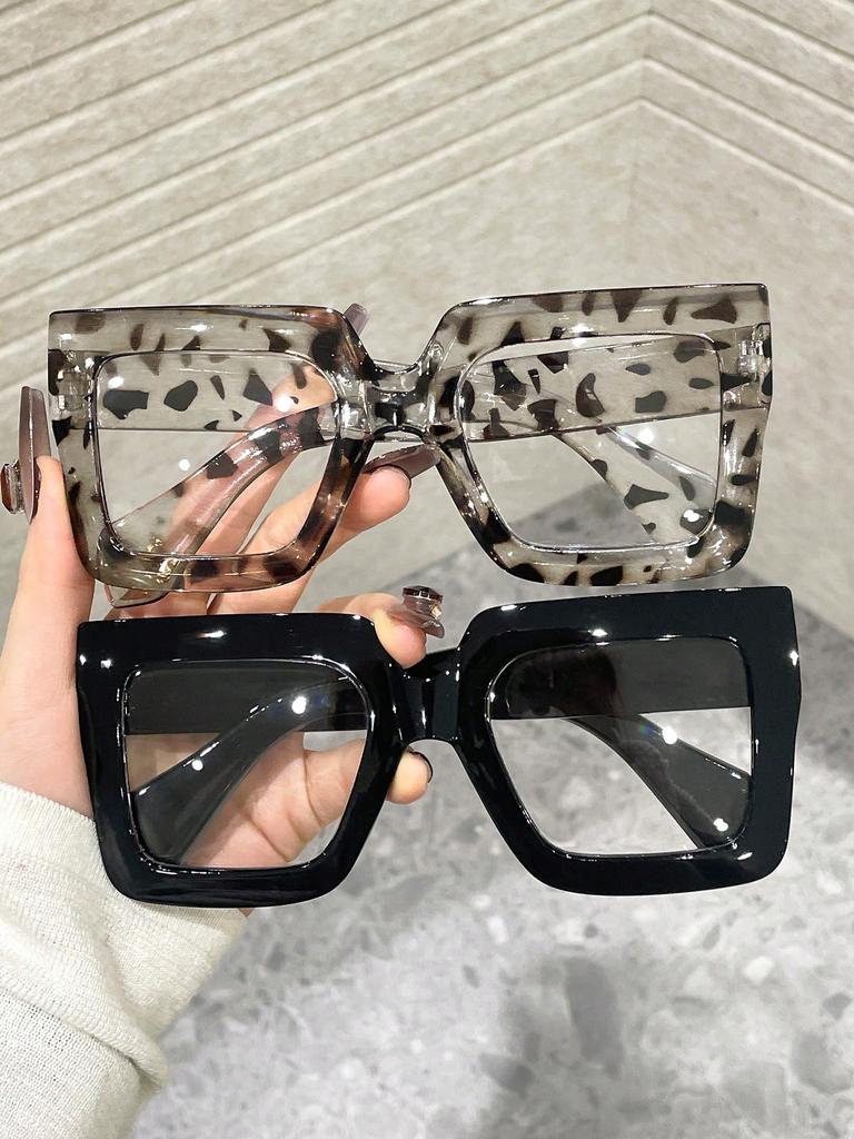 2/3/4Pcs Fashion Classic Square Clear Glasses For Trendy Women Daily Life Cool Men Reading Clothing Accessories.