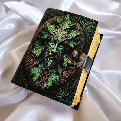 Tree Man Face Printed Leather Journal, Notebook, Sketchbook, Leather Dairy, Deckle Page Writing Journal, Dream Journal, Personalized Gift.