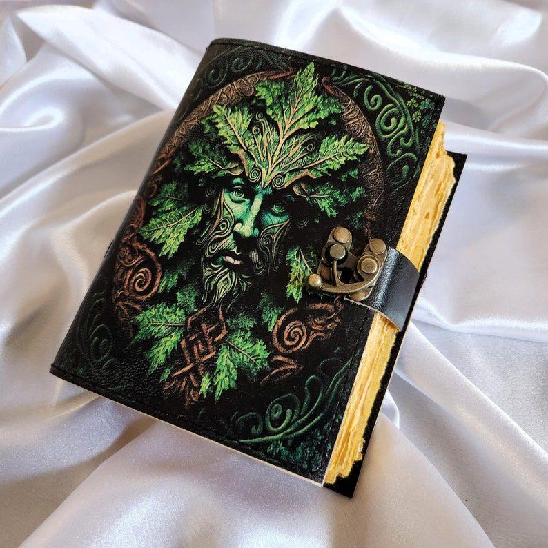 Tree Man Face Printed Leather Journal, Notebook, sketchbook, Leather Dairy, Deckle Page Writing Journal, Dream Journal, Personalized Gift.