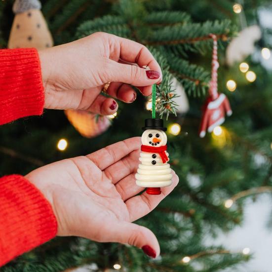 4Pcs/Set Snowman Ornament Kit Santa Claus Snowman Xmas Tree Shape Pendant with Lanyard Party