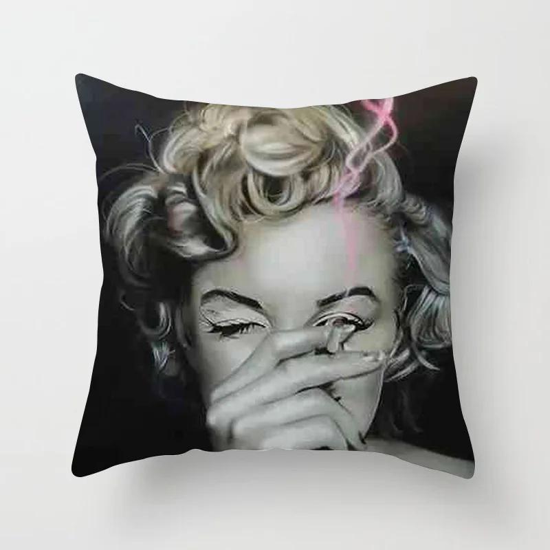 Marilyn Monroe Cushion Cover Decorative Polyester Sofa Throw Pillow Cover Retro Women Super Stars Pillowcase Home Decor 45X45CM