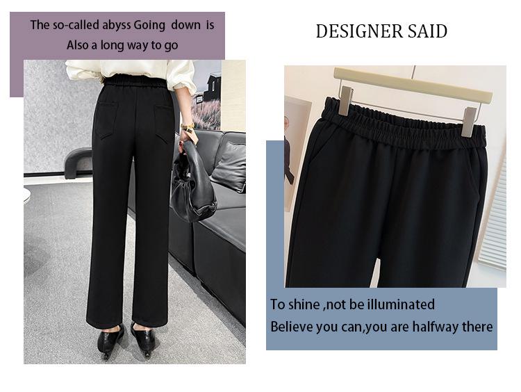 Pantalones Casuales Adelgazantes Negros de Primavera Temprana - Moda para Mujer Tallas Grandes 300 Jin MM