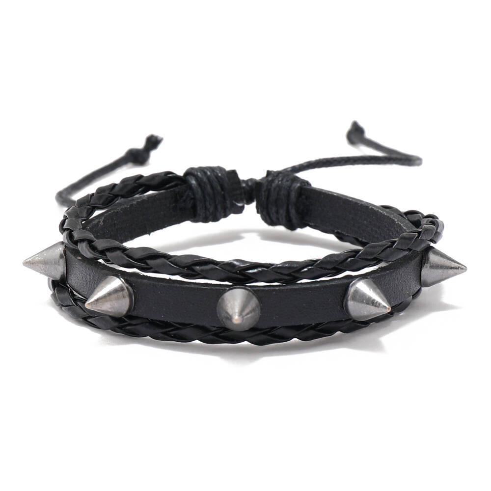 Punk Rock Retro Leather Rivet Bracelet - Unisex Fashion Accessory