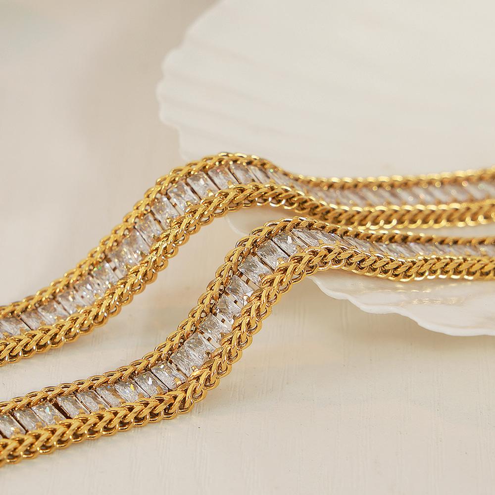 Wrist Jewelry Accessories Girls Gifts 316L Stainless Steel Sparkling Zircon Chain Bracelet for Women