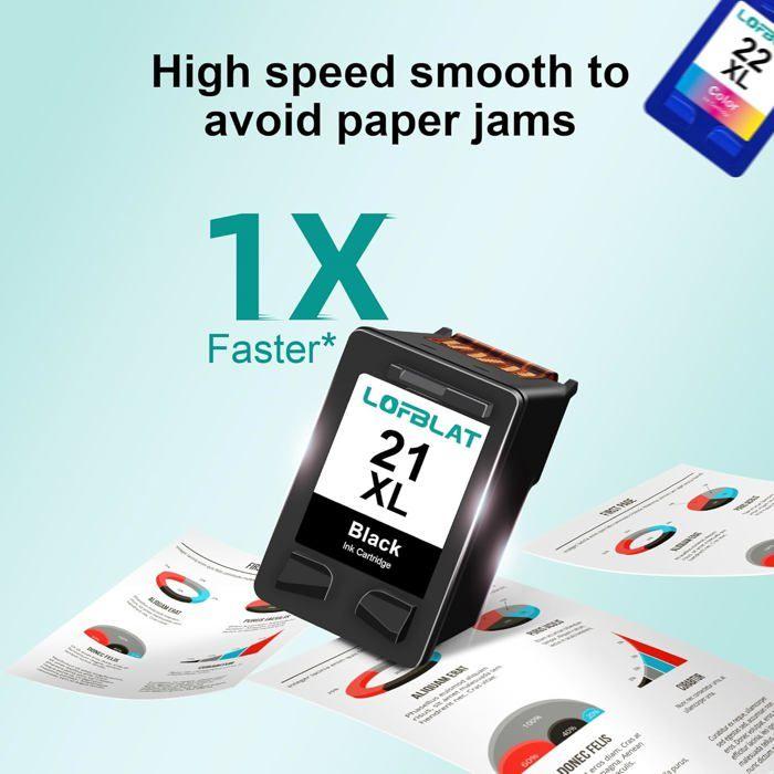 Pack 2 cartouches compatibles HP 21XL (noir) + 22XL (tricolore) — pour DeskJet/OfficeJet (3940, D2360, F380...)