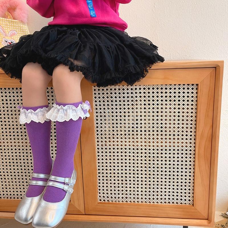 Lovely Embroidered Lace Socks for Girls Comfortable In Tube Socks Fashionable Socks for School Activities and Daily