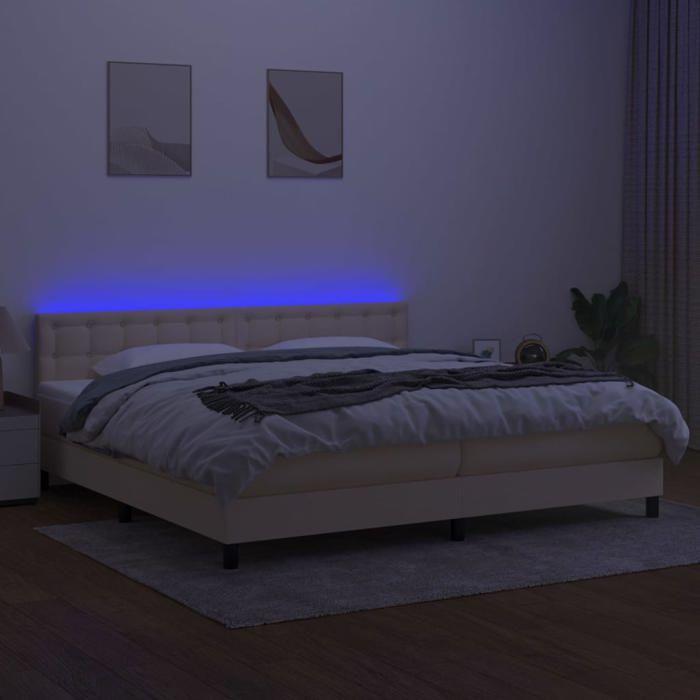 Maison Exclusive - Sommier à lattes de lit et matelas et LED Crème 200x200cm Tissu