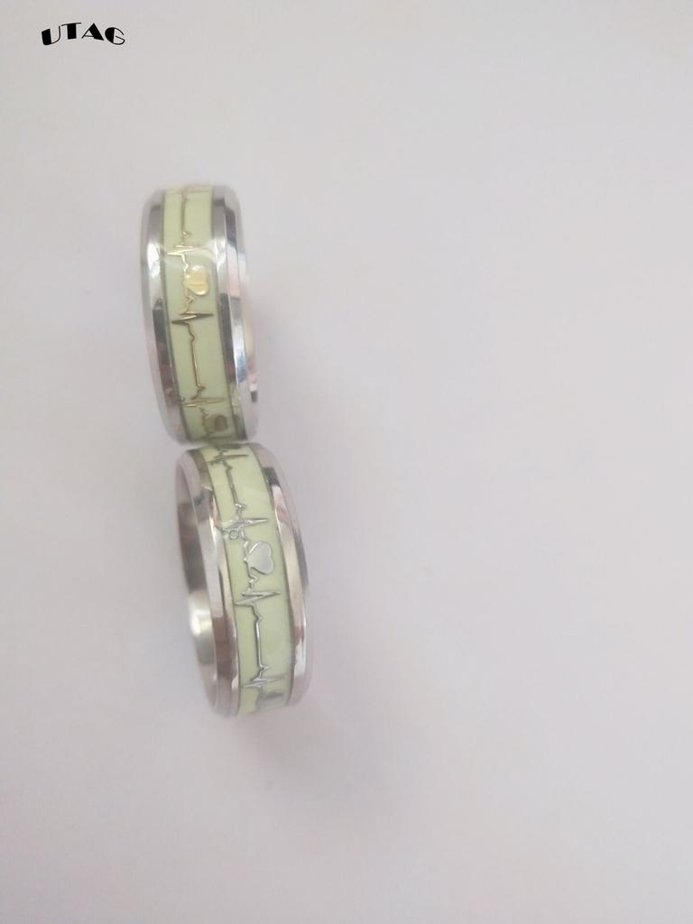 Fashion Stainless Steel Luminous Finger Ring For Women Men Glowing In Dark Heart Couple Wedding Bands Jewelry Gift Accessories