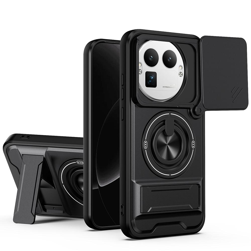KEYSION Magnetic Phone Case for Realme GT 8 Pro Slide Camera Lens Protection Upright Kickstand 360° Ring Shockproof Back Cover