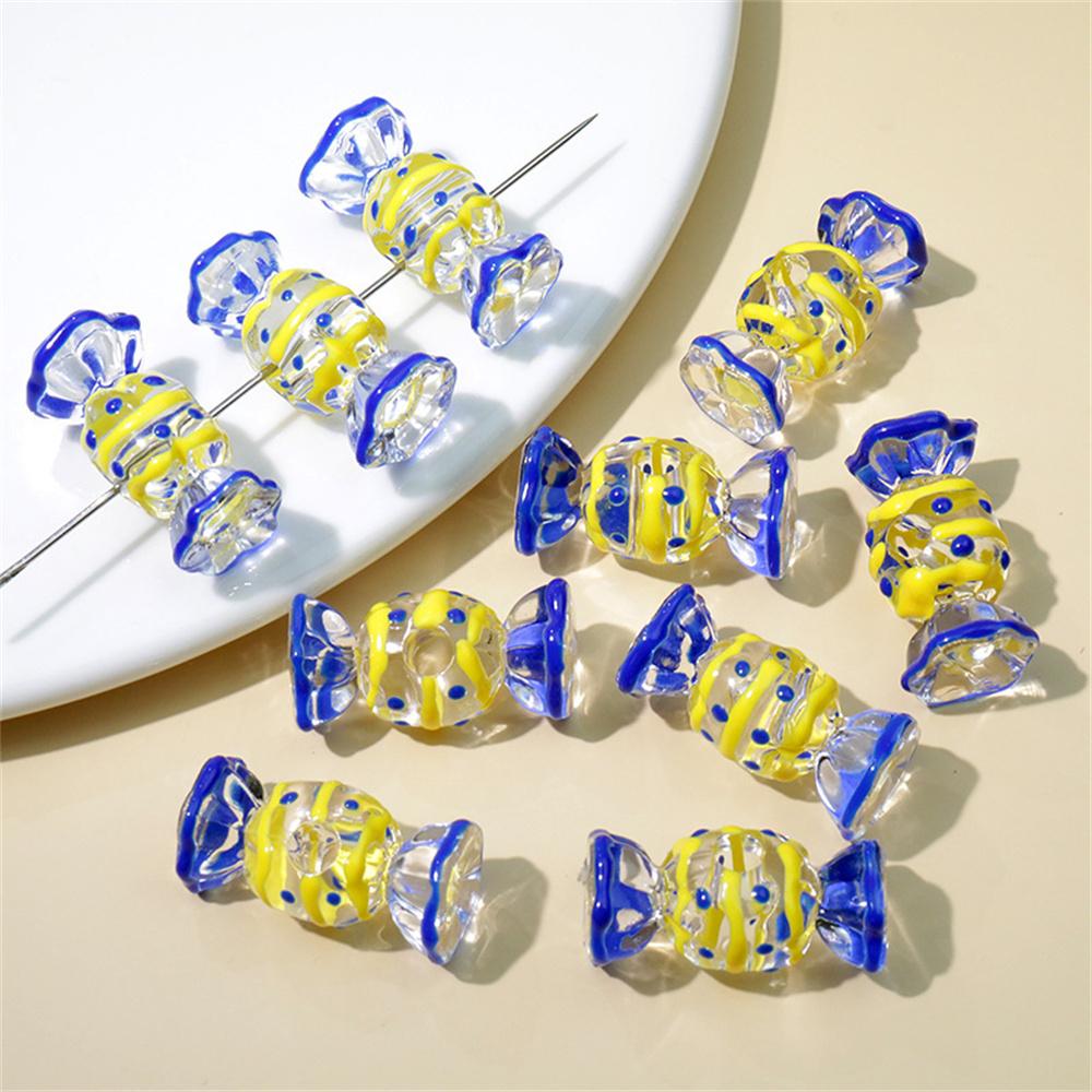 

CH24 Candy Stripe Hand-painted Hair Creativity Ornaments Bracelet New Hair String Beads DIY Accessories Handmade Jewelry Beads 5pcs