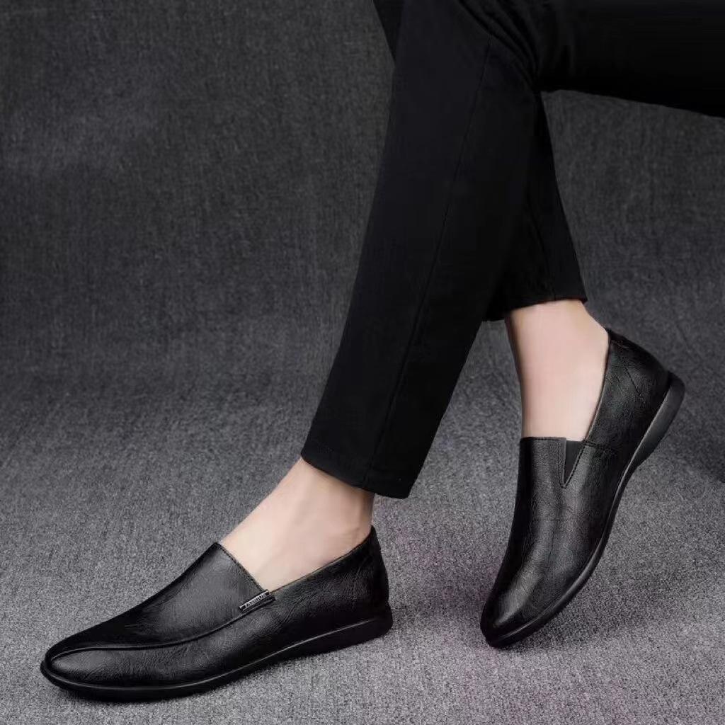 Herren Modische Strukturierte Leder Freizeit Mokassins 39 black
