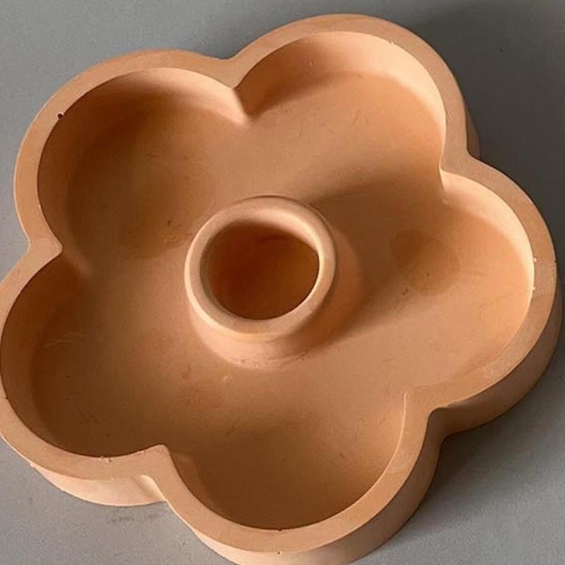 Floral Silicone Candle Holder Tray Food Grade Safe Flexible Long Candle Tray For Home Decors Party Centerpiece