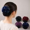 Spring Clip Bow Hair Net Updo Styling Tool Crochet Hair Bun Cover  For Dance Skating