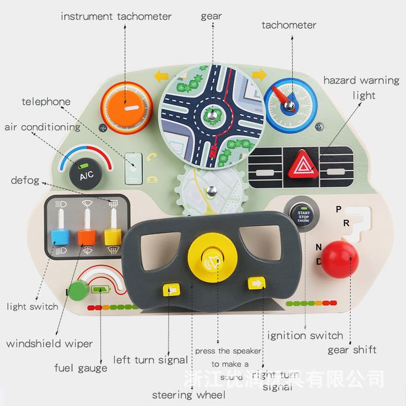 Puzzle Steering Wheel Montessori Busy Early Education Simulation Learning Toys Children Play Home Wooden Toys